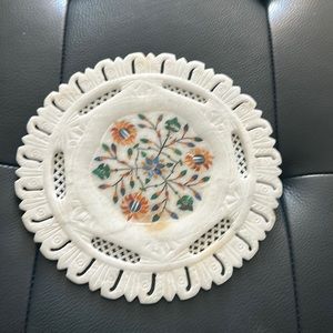 Beautiful Italian Hand Carved Stone w Floral Motif Inlay